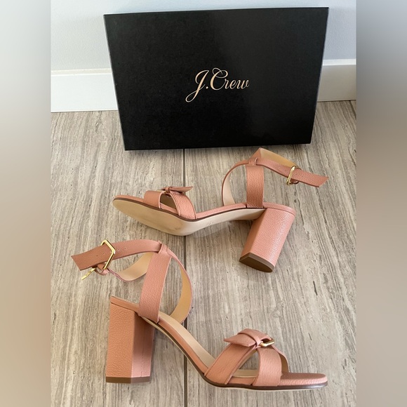 J. Crew Buckled Mid-heel Sandals pink sand size 8.5 - Picture 2 of 9